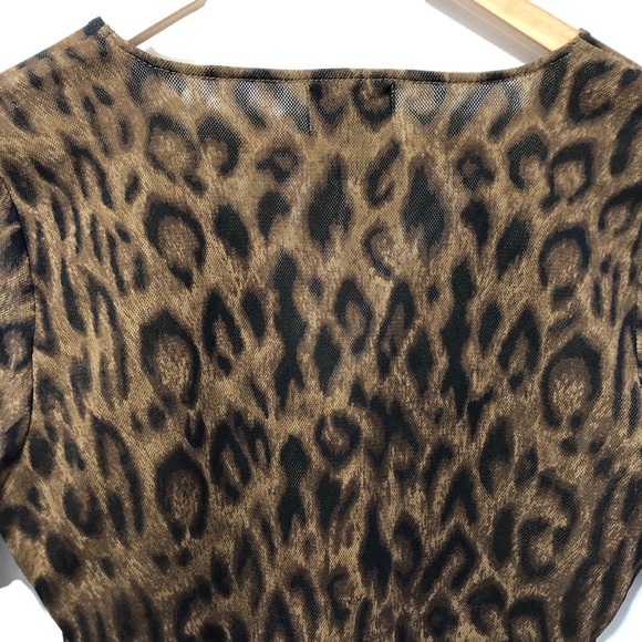 CHAPS | Leopard Print Black Brown V-Neck Top |Sz M - Picture 8 of 14